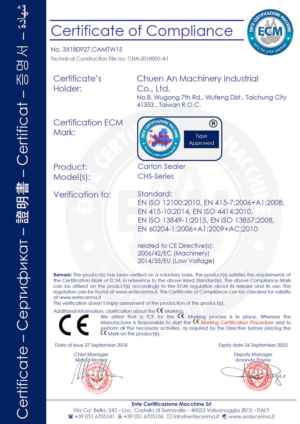 CE certificate
